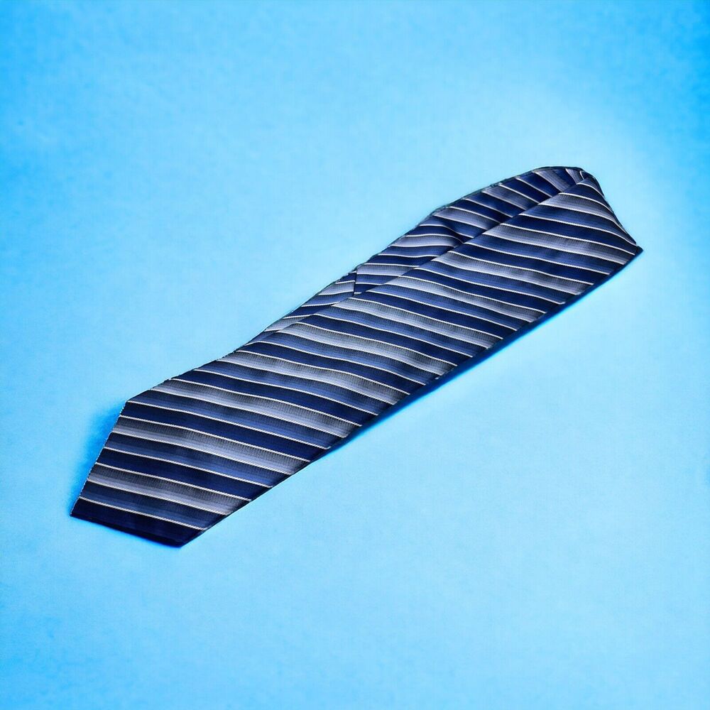 Van Heusen Tie Blue Striped 100% Silk Men’s Necktie